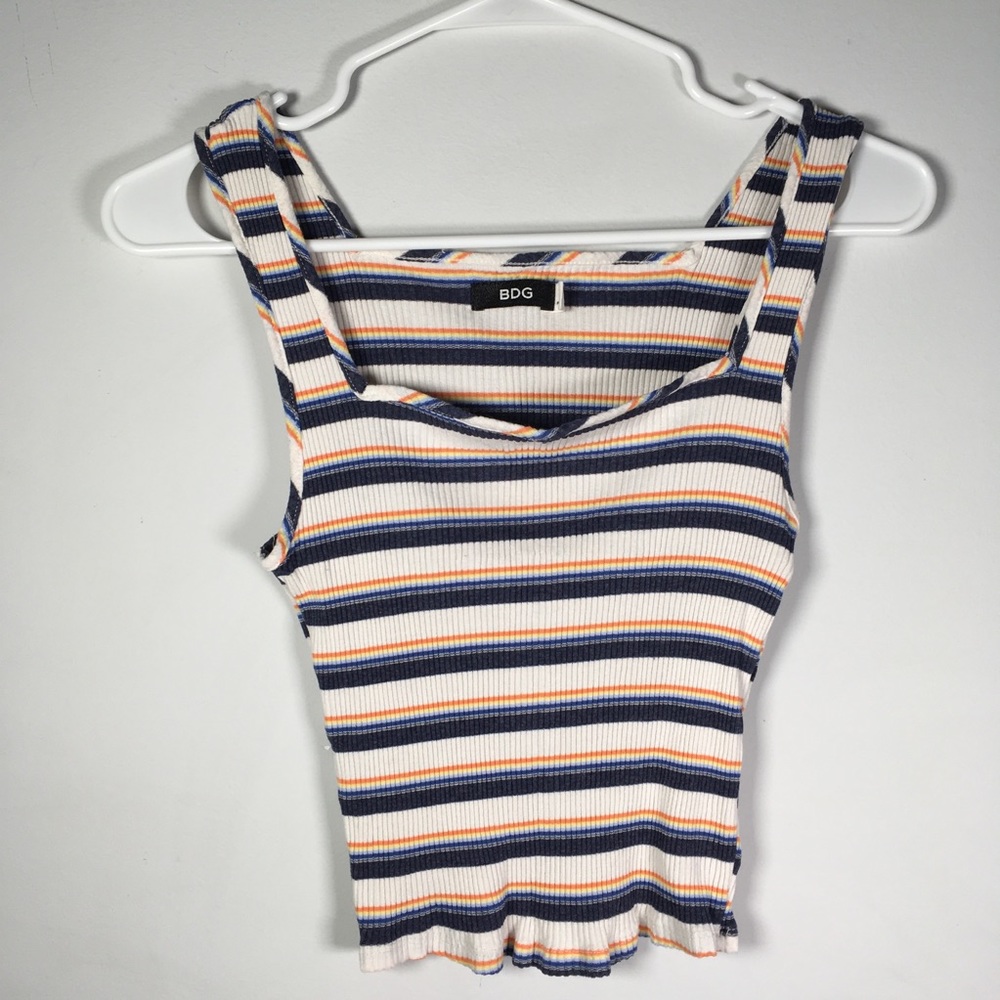 BDG multicolored Ribbed Striped Crop Top Tank